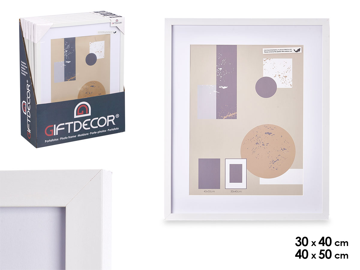 Portafoto pared madera paspartu 30x40cm blanco