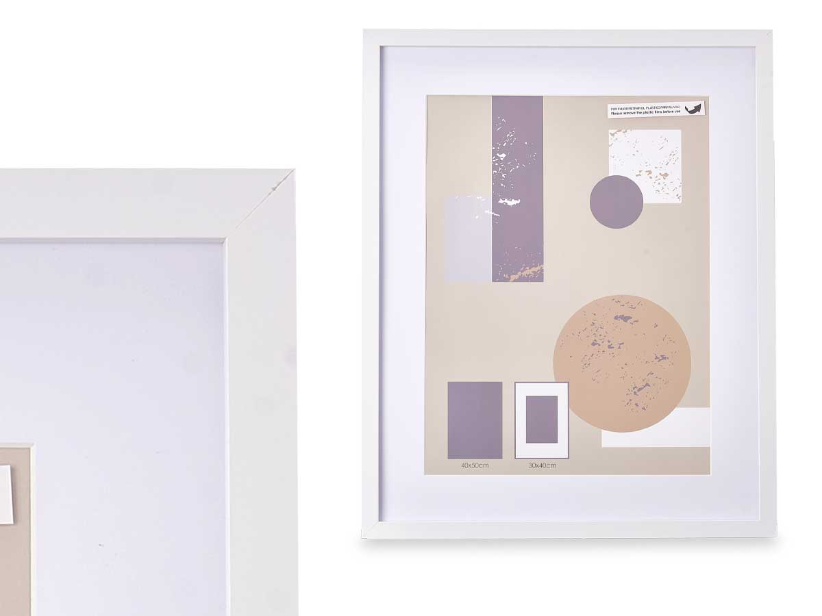 Portafoto pared madera paspartu 30x40cm blanco - Imagen 2