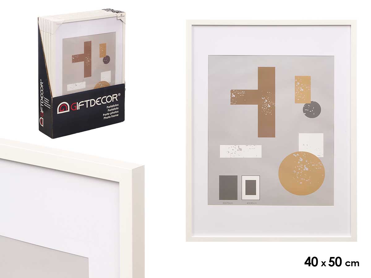 Portafoto pared madera paspartu 40x50cm blanco