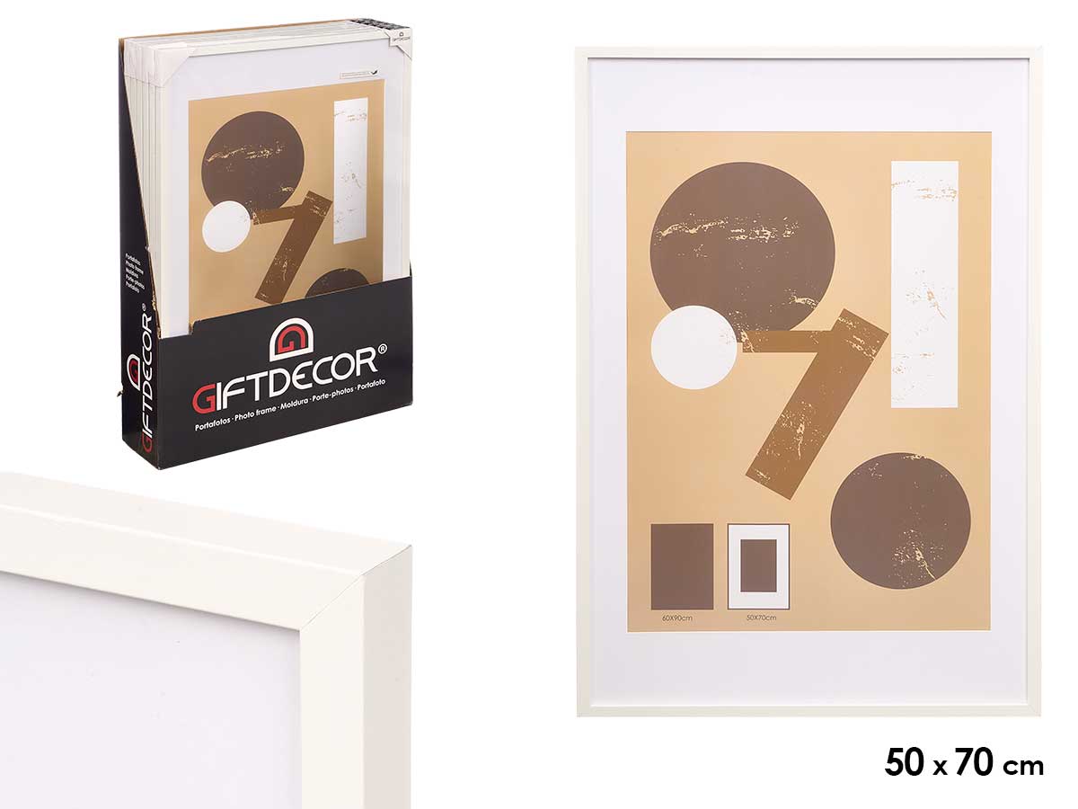 Portafoto pared madera paspartu 50x70cm blanco