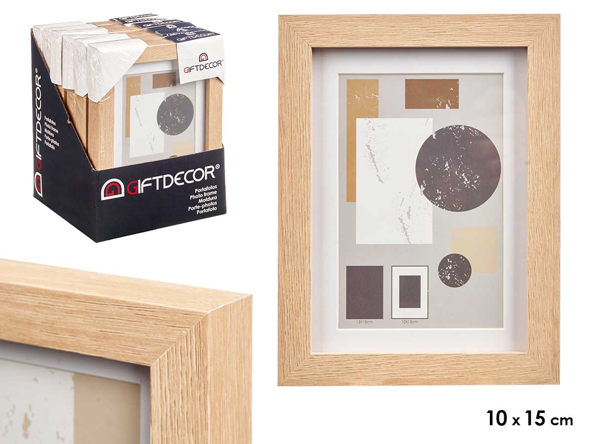 Portafoto pared madera paspartu 10x15cm natural