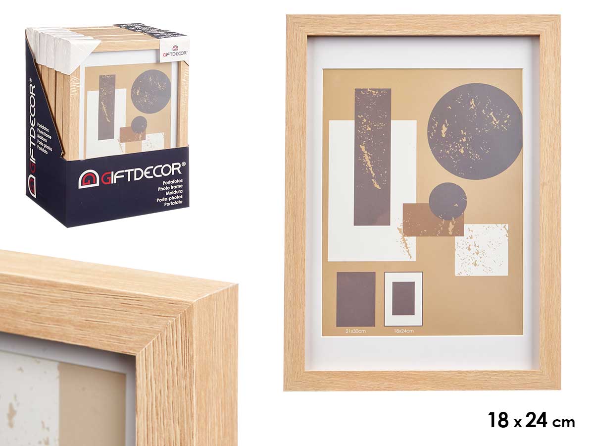 Portafoto pared madera paspartu 18x24cm natural