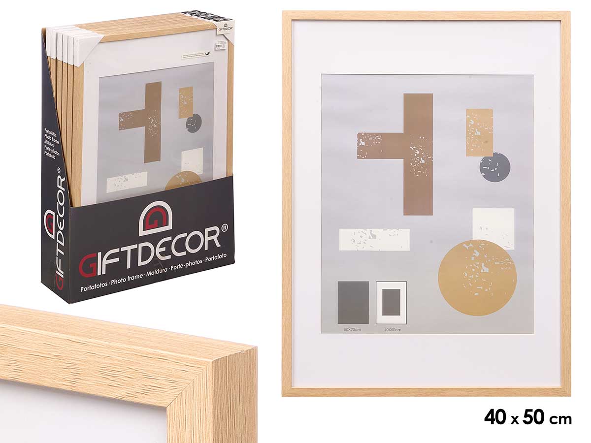 Portafoto pared madera paspartu 40x50cm natural
