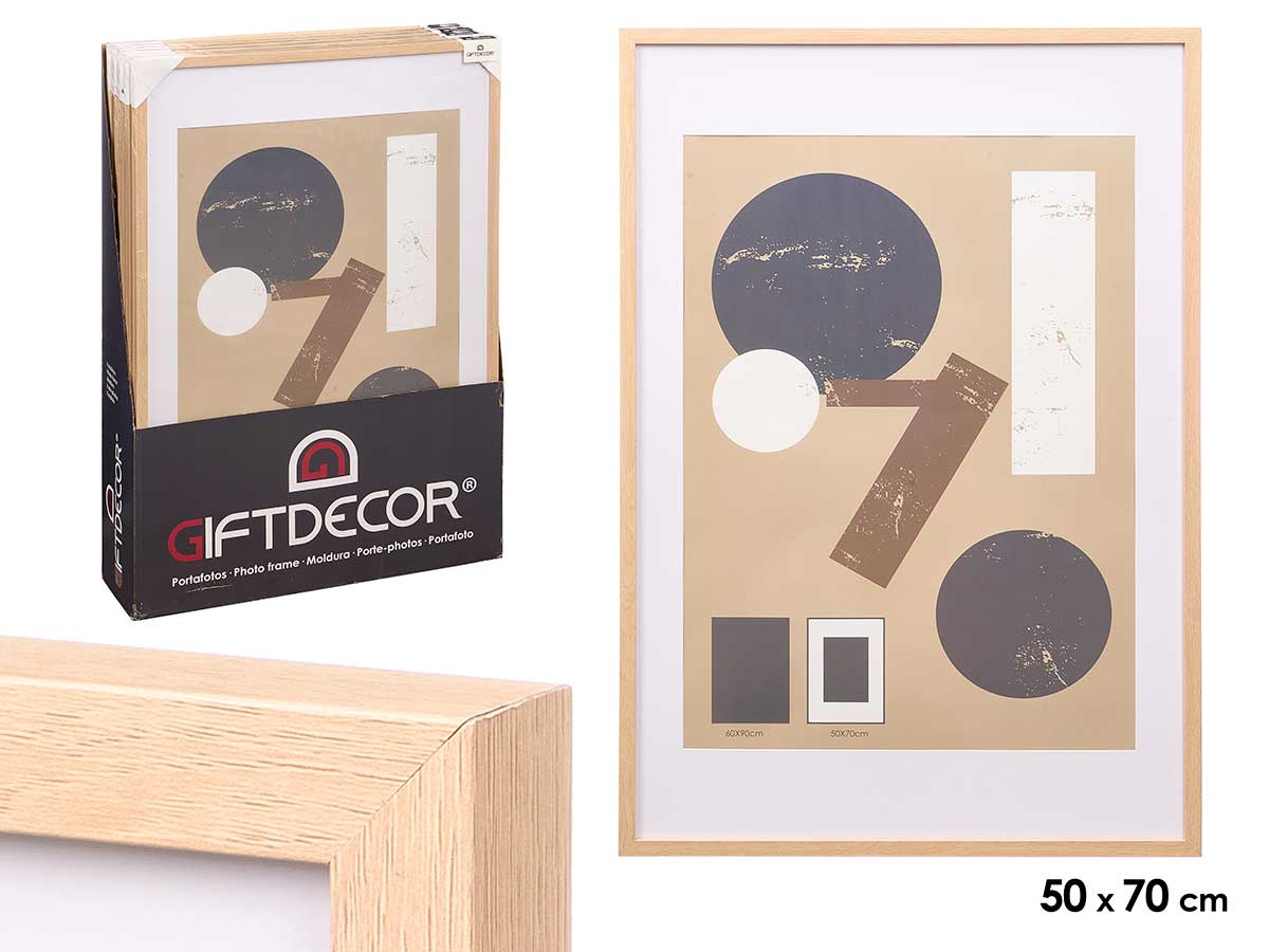 Portafoto pared madera paspartu 50x70cm natural