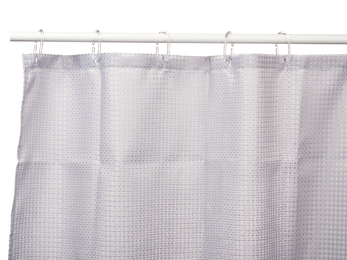 Cortina baño poliester gris puntos 180x180cm - Imagen 4
